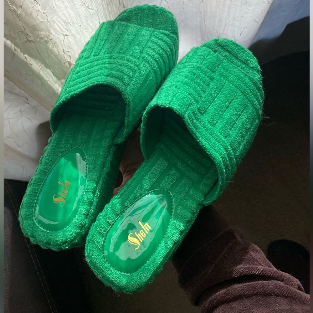 green shein platform sandals